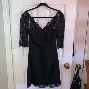 Belsoie Black Lace Cocktail Dress Sz 12 USA 14 UK